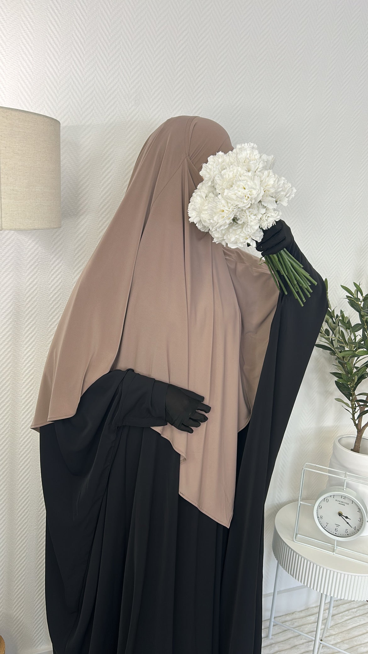 Khimar jersey premium épais rose poudré